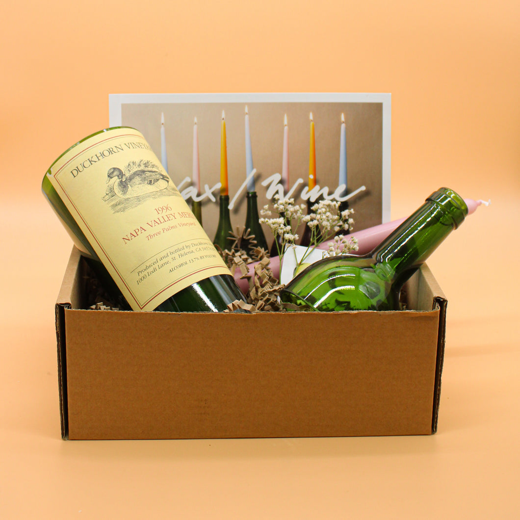 Gift Set  Duckhorn Vineyards Merlot 1996 | Eucalyptus & Cedarwood 100hr Wine Bottle Candle