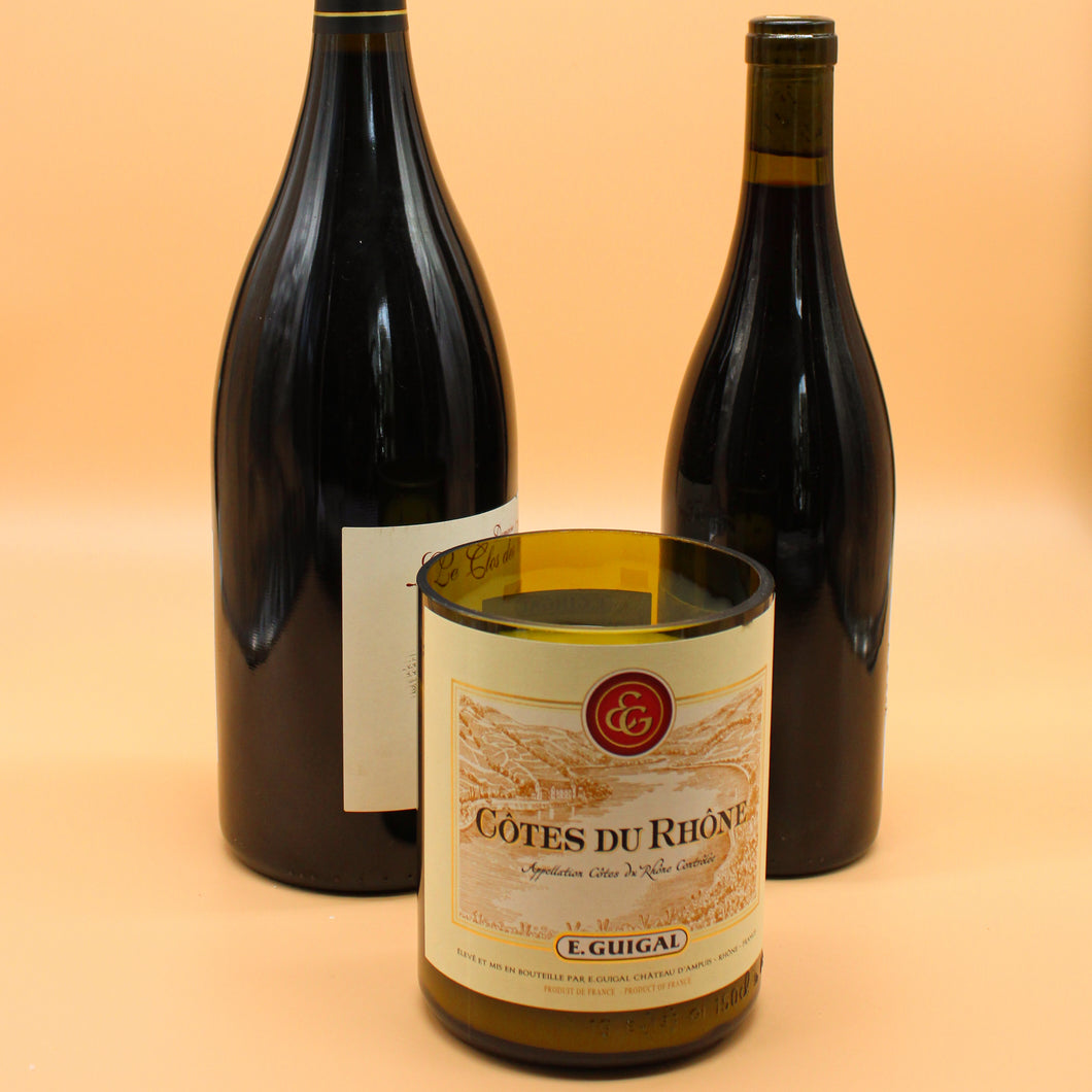 DOUBLE WICK Côtes du Rhône E. Guigal | 100+hrs Magnum Wine Bottle Candle | Geranium & Cedarwood