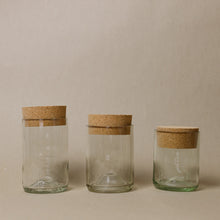 Load image into Gallery viewer, Clear Glass Set of 3 Wine Bottle Jars
