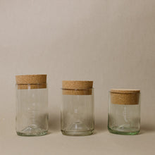 Load image into Gallery viewer, Clear Glass Set of 3 Wine Bottle Jars