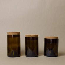 Load image into Gallery viewer, Green Glass Set of 3 Wine Bottle Jars