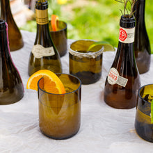Load image into Gallery viewer, Green Repurposed Wine Bottle Glasses