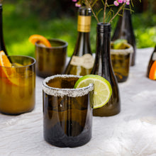 Load image into Gallery viewer, Green Repurposed Wine Bottle Glasses