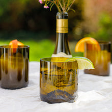 Load image into Gallery viewer, Green Repurposed Wine Bottle Glasses