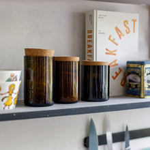 Load image into Gallery viewer, Green Glass Set of 3 Wine Bottle Jars