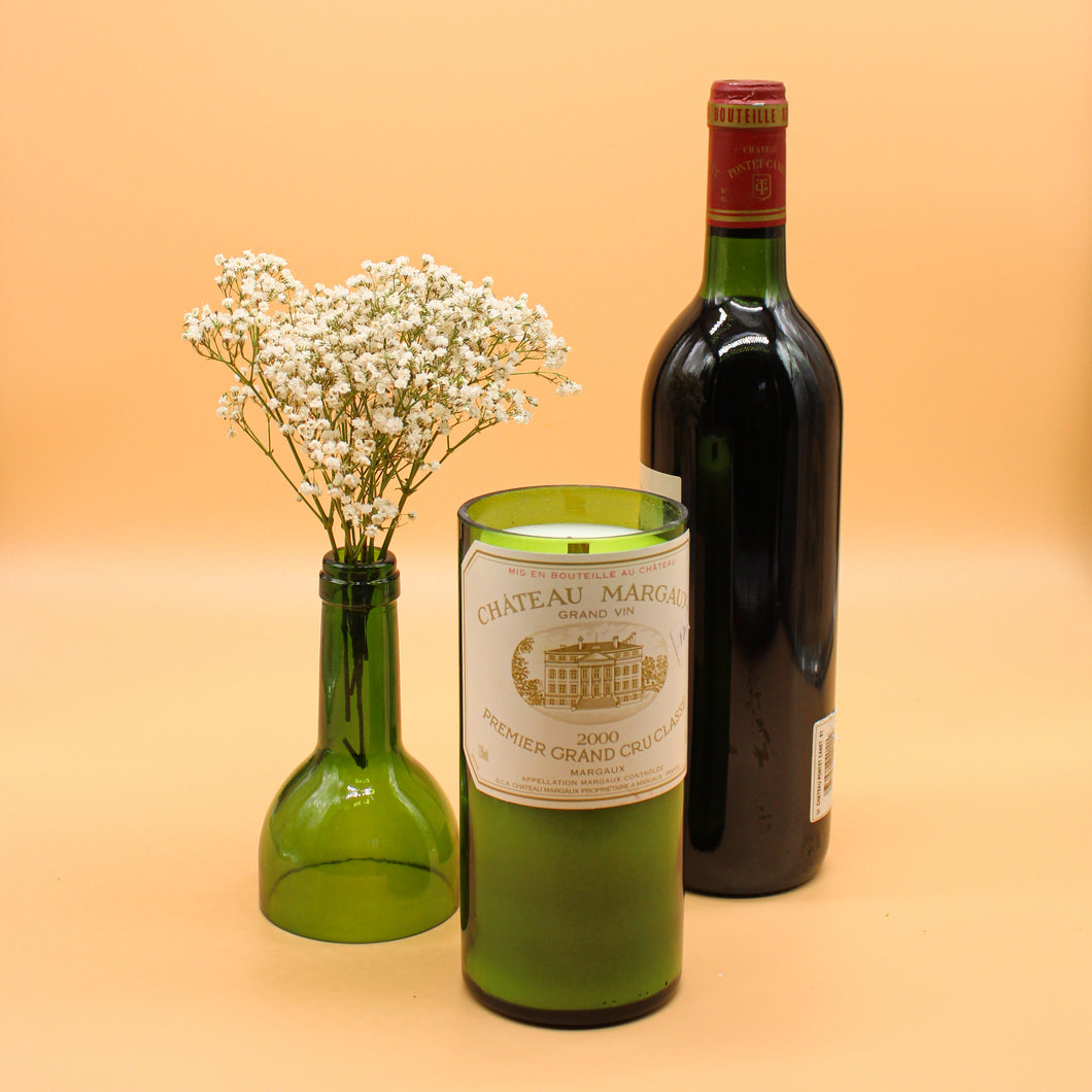 Gift Set Château Margaux 2000 | Cedarwood & Geranium | 100hr Wine Bottle Candle