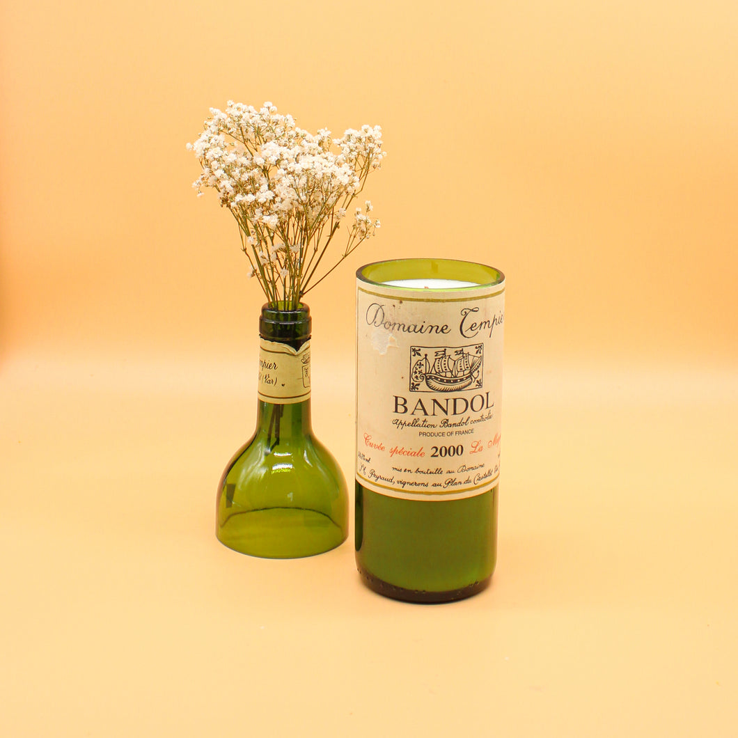 Gift Set Bandol Cuvee Speciale  2000 | Juniper & Lemongrass | 100hr Wine Bottle Candle
